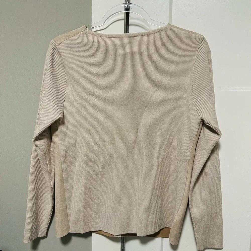 Sioni Taupe Suede Long Sleeve Top - Picture 4 of 4